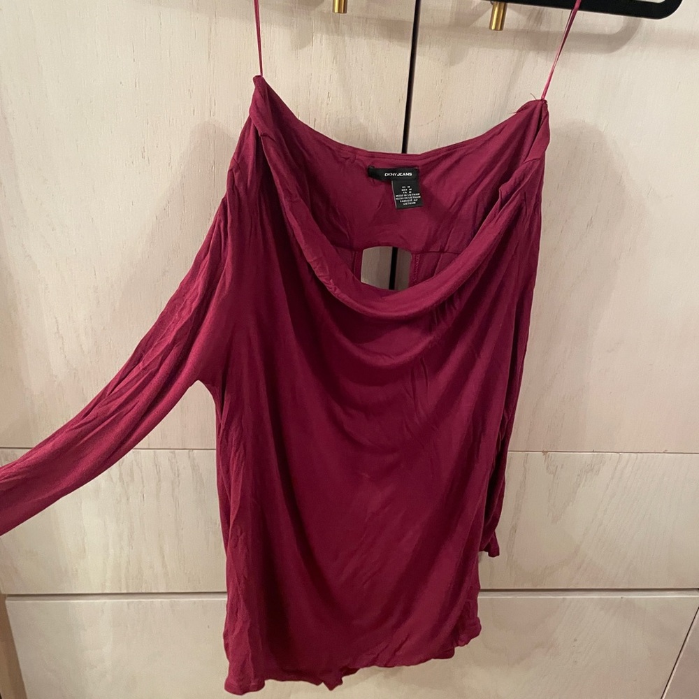 DKNY Burgundy Draped Top